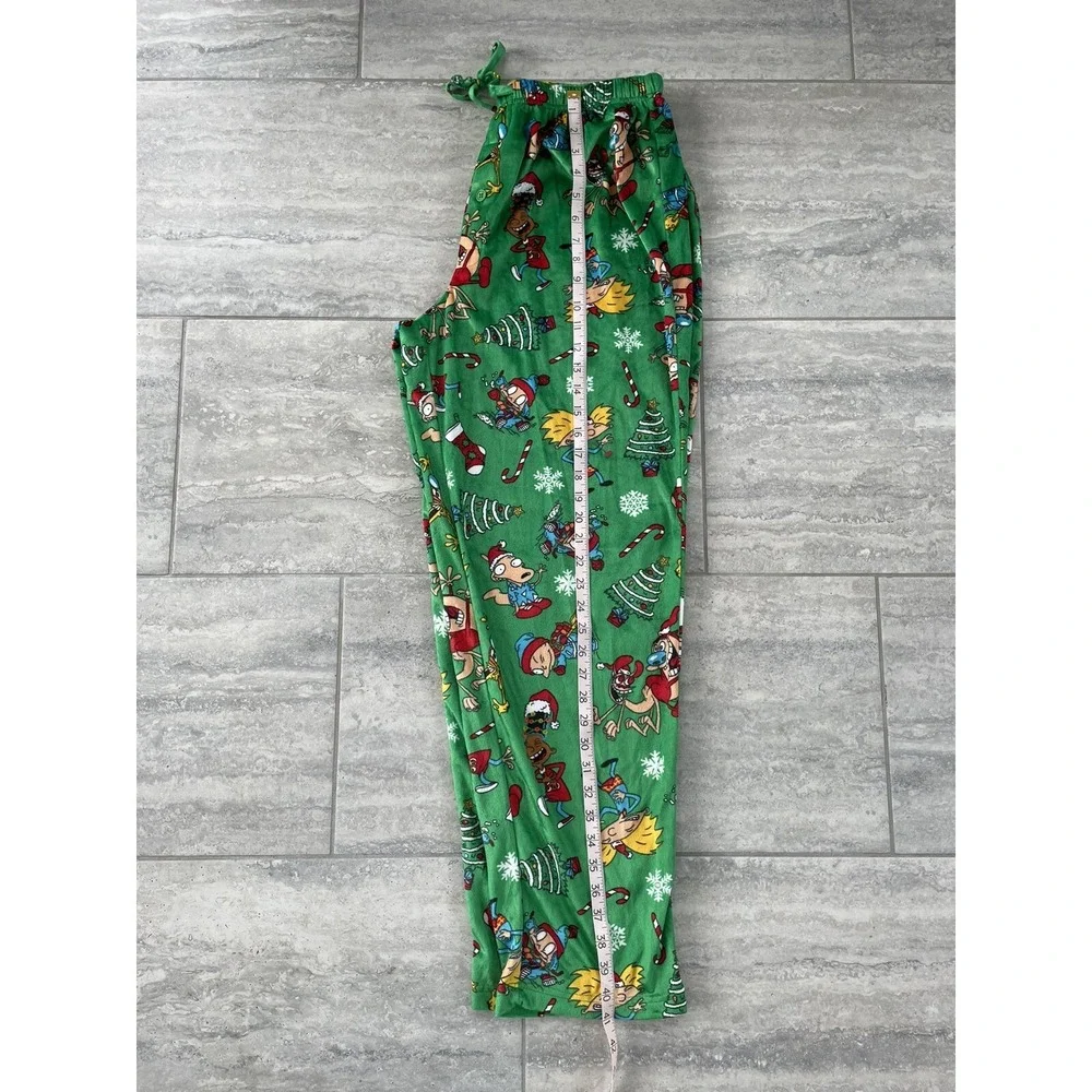 Nickelodeon Multi Characters Green‎ Christmas Pajama Pants size Large Cozy Soft